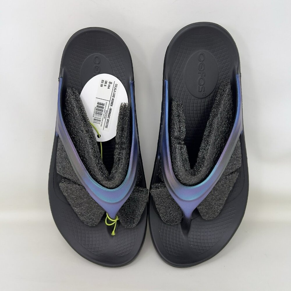 Oofos Oolala Comfort Recovery Slide Sandals Black Iridescent Women's Size 8 - Picture 5 of 8